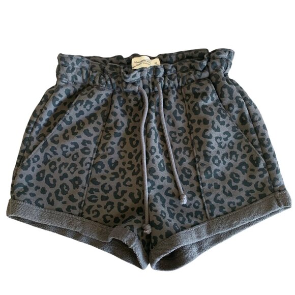 Abercrombie & Fitch Pants - ABERCROMBIE & FITCH Black + Gray Cheetah Print Hi-Rise Waist Knit Shorts Size XS